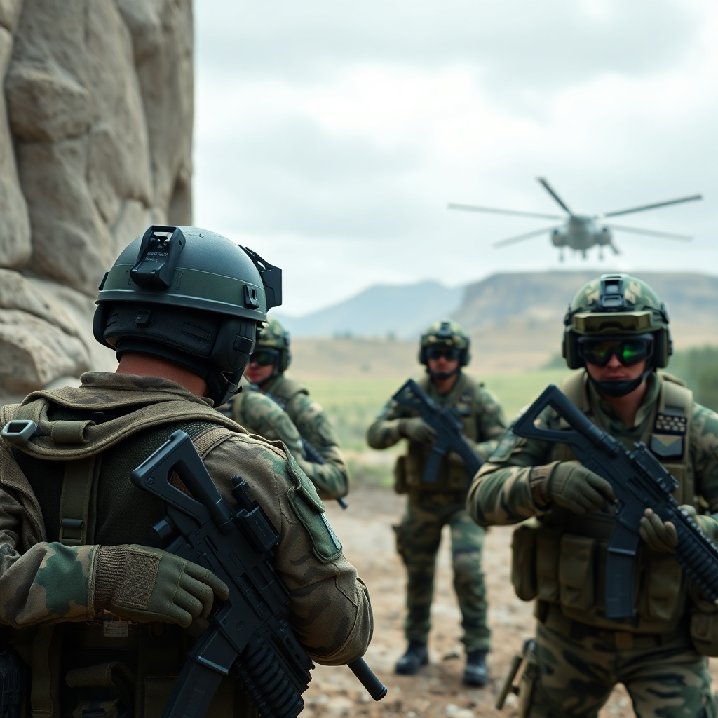 Advanced military training simulation environment with tactical overlays and soldier HUD elements