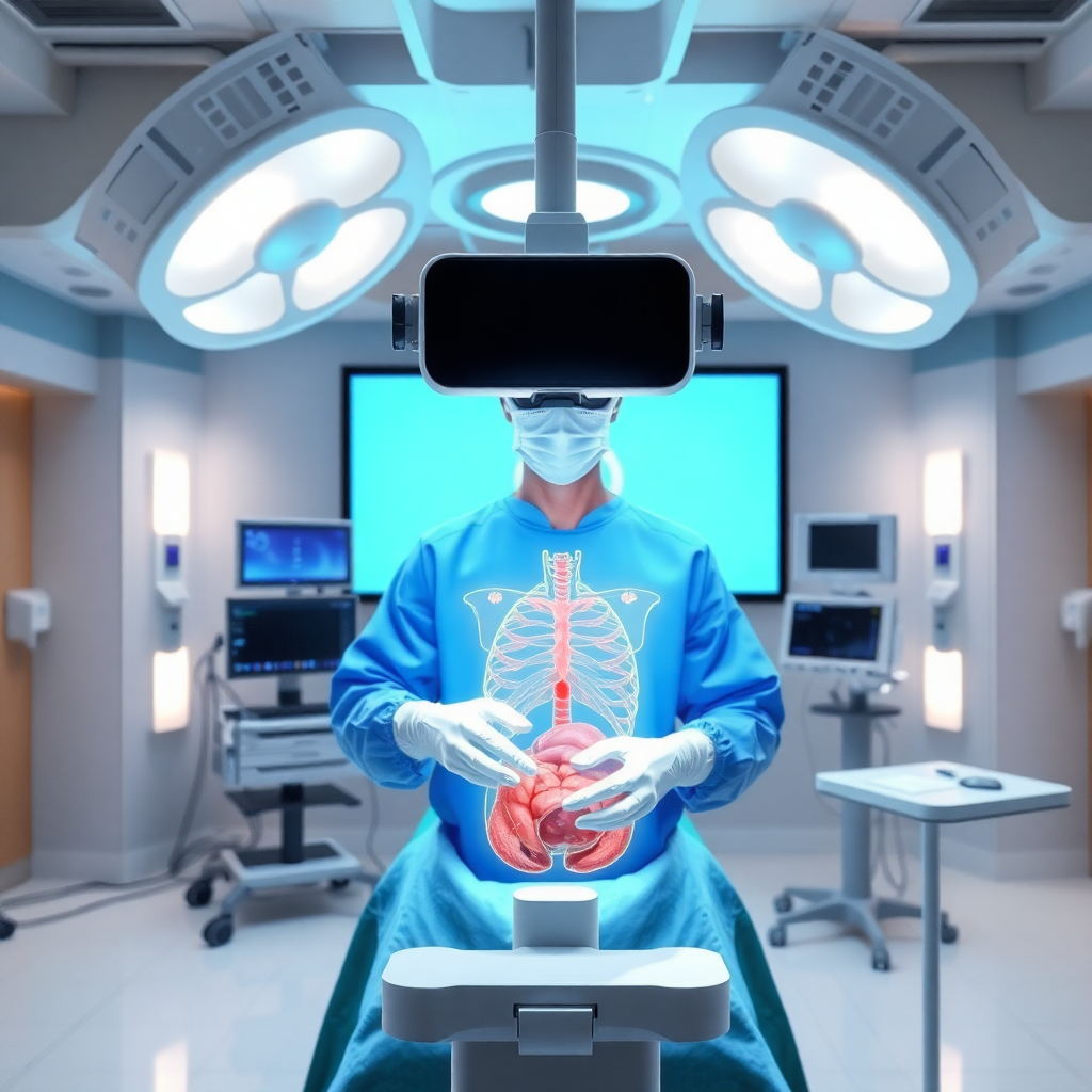 Medical VR training simulation with surgeon and virtual anatomy